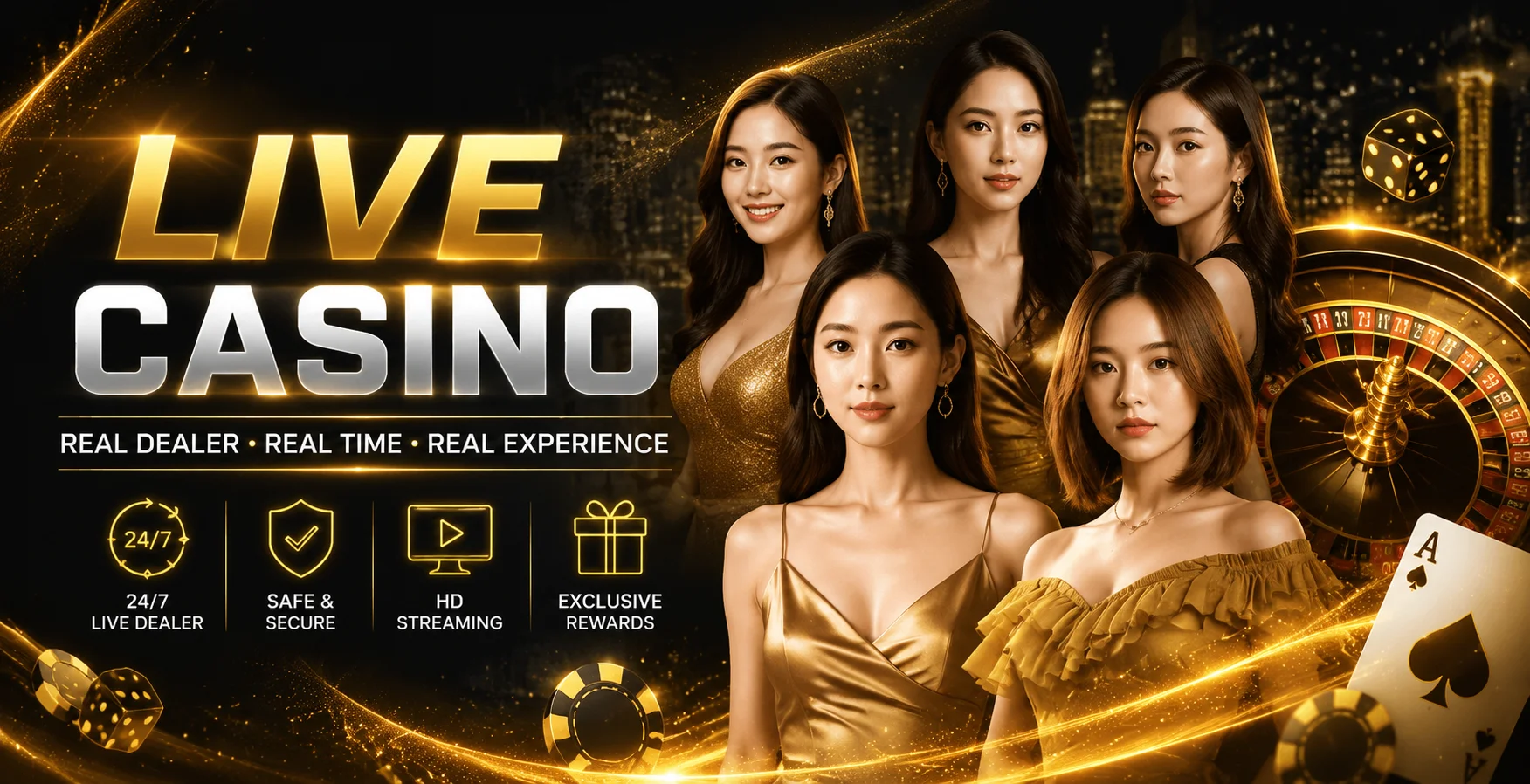 แบนเนอร์ RAMA168 คาสิโนและเกมสล็อตโทนส้มดำพร้อมตัวละคร Fortune Tiger